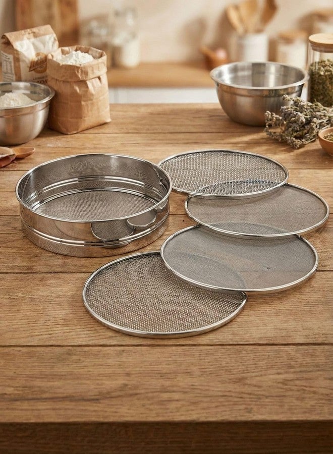 faas Stainless Steel Interchangeable Chalni | Flour Sieve | Kitchen Strainer Sieve for Flour, Maida, Food Strainer (4 in 1 Chalni) - Image 1